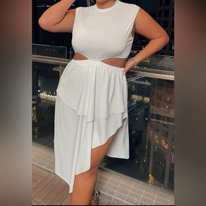 Plus Cut Out Waist Split Thigh Dress